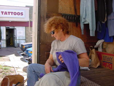 Bette on the truck.